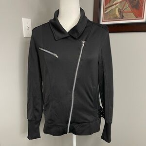 Puma Ferrari Asymmetrical Zip Moto Jacket Black Womens Size Large Racing